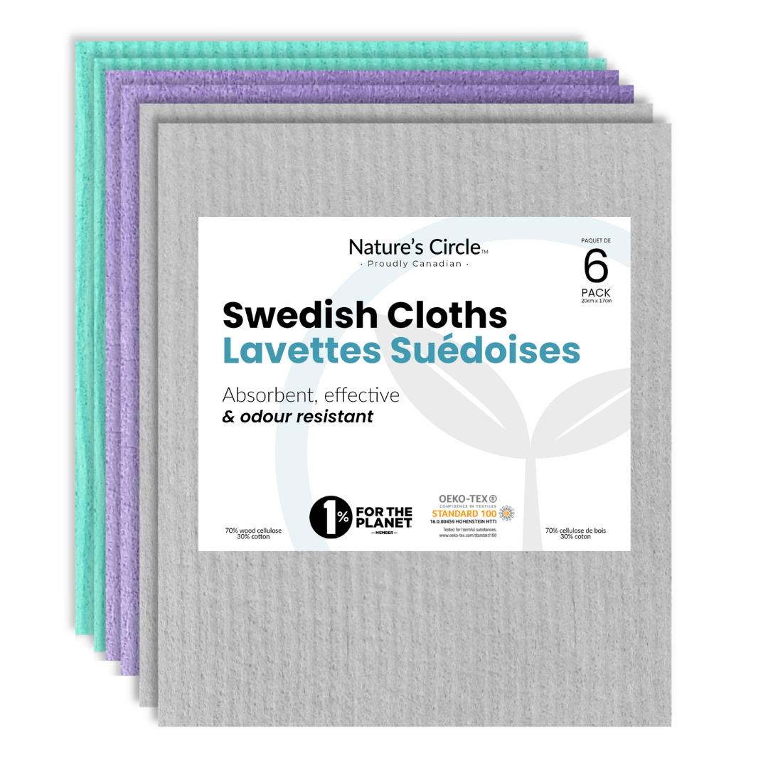 Swedish Dishcloths Grey Purple Mint 6 Pack Nature s Circle