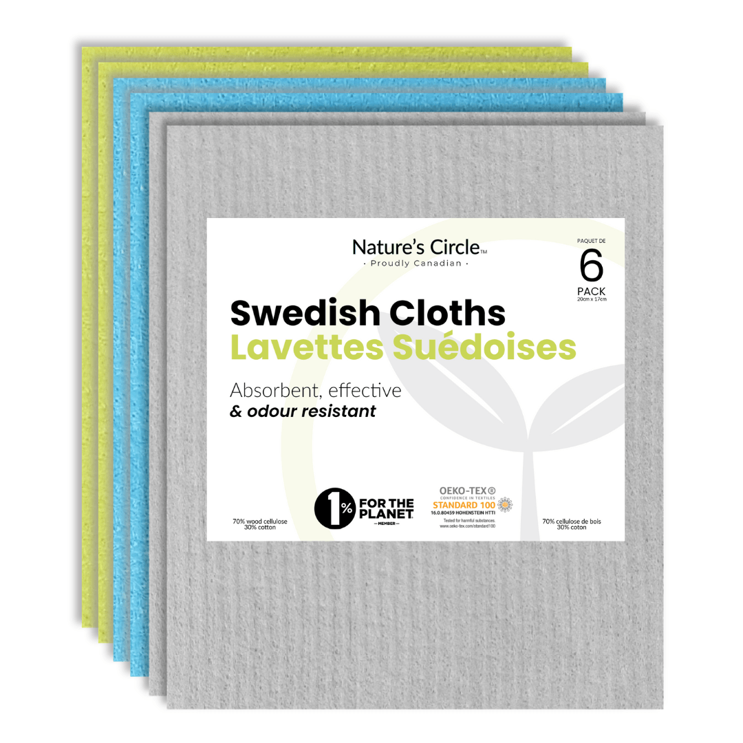 Swedish Dishcloths (Grey, Blue & Green | 6-Pack) - Nature's Circle